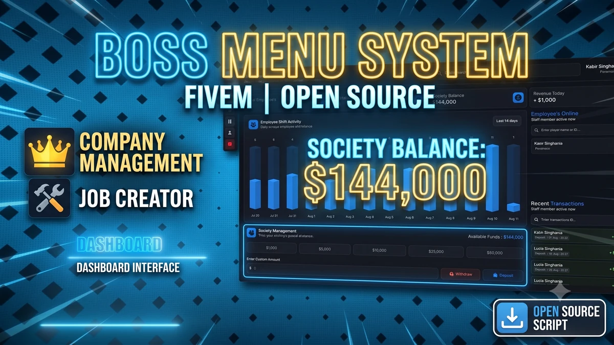 Boss Menu System FiveM | Company Management & Job Creator | Open Source